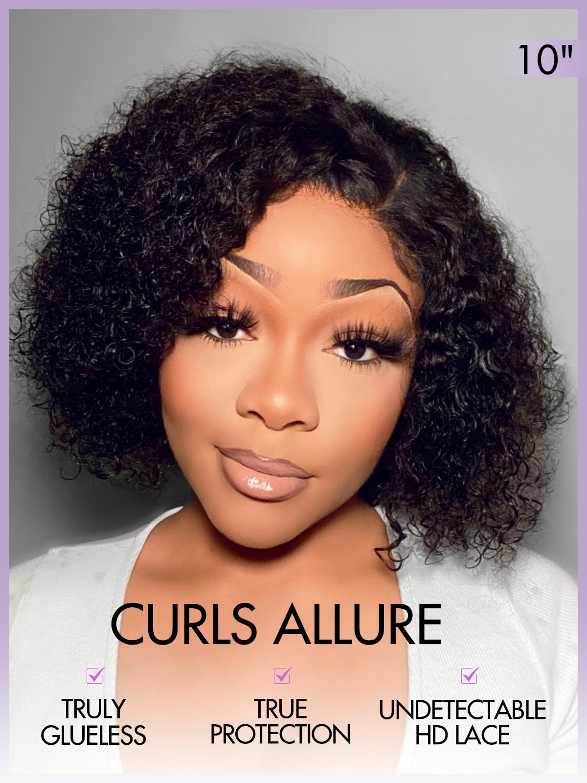 Short Curly 10″ Human Hair Wig – Glueless Lace Closure, Undetectable HD Lace