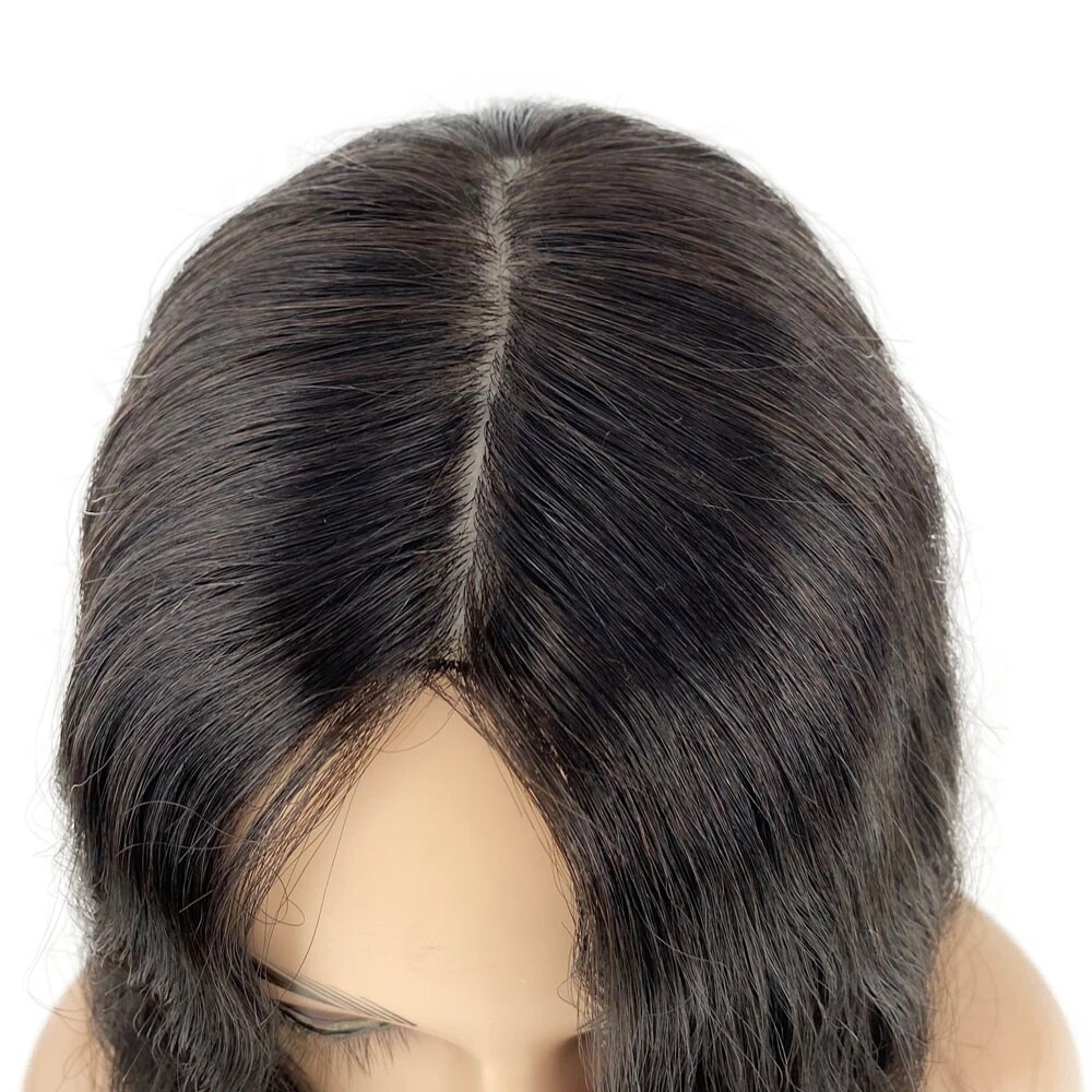 Dark Brown Silk Base Topper Human Hair Women Silk Top Hair Piece for Hair Loss