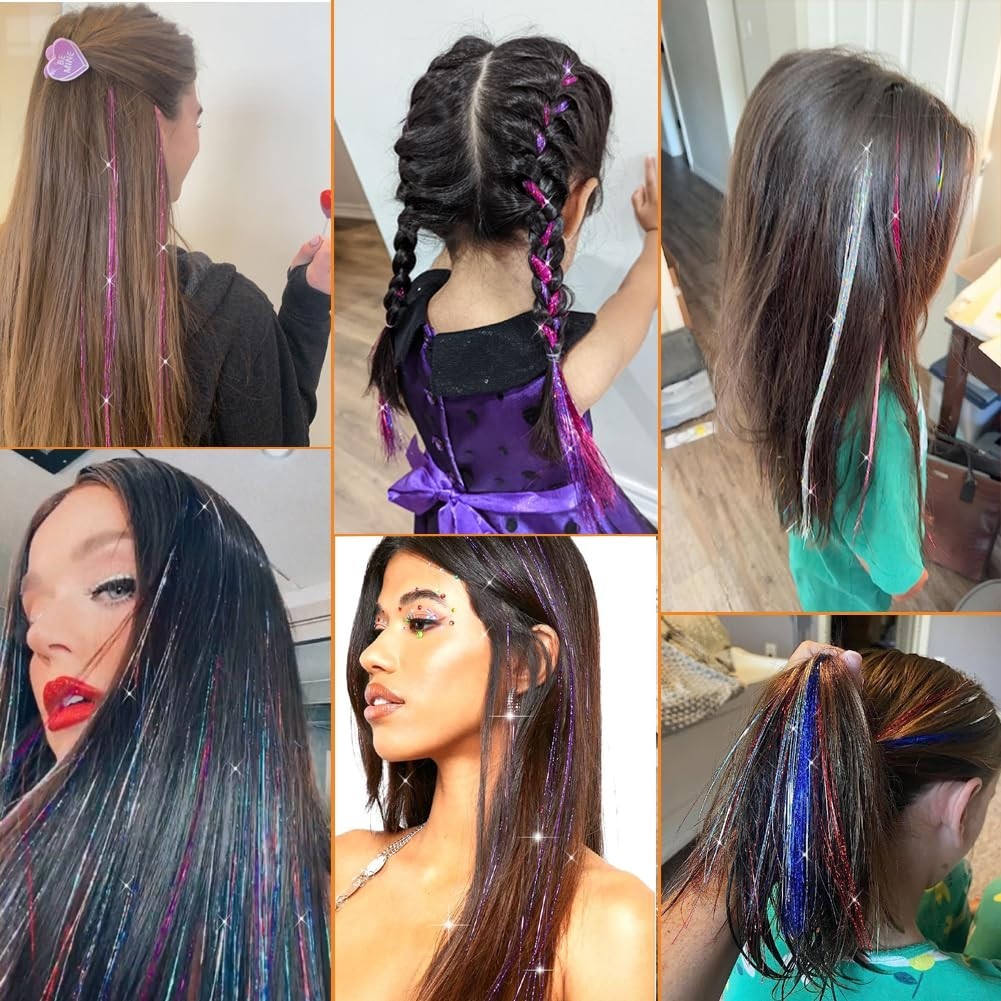 Fashion-Forward Hair Tinsel Kit: 20 Stunning Colors, Includes Easy-Use Tools
