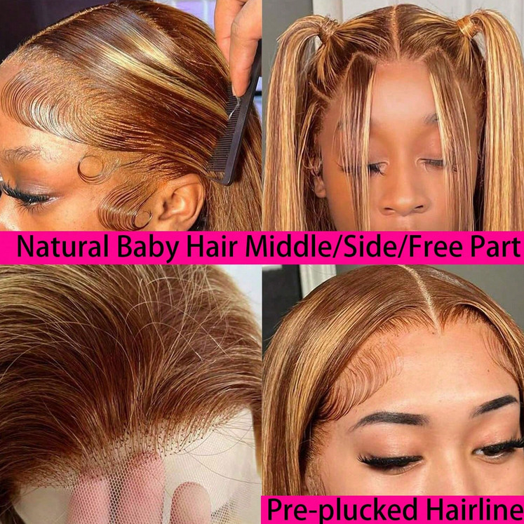 13×4 Straight 4/27 Honey Blonde Lace Front Wigs Transparent Lace Wigs