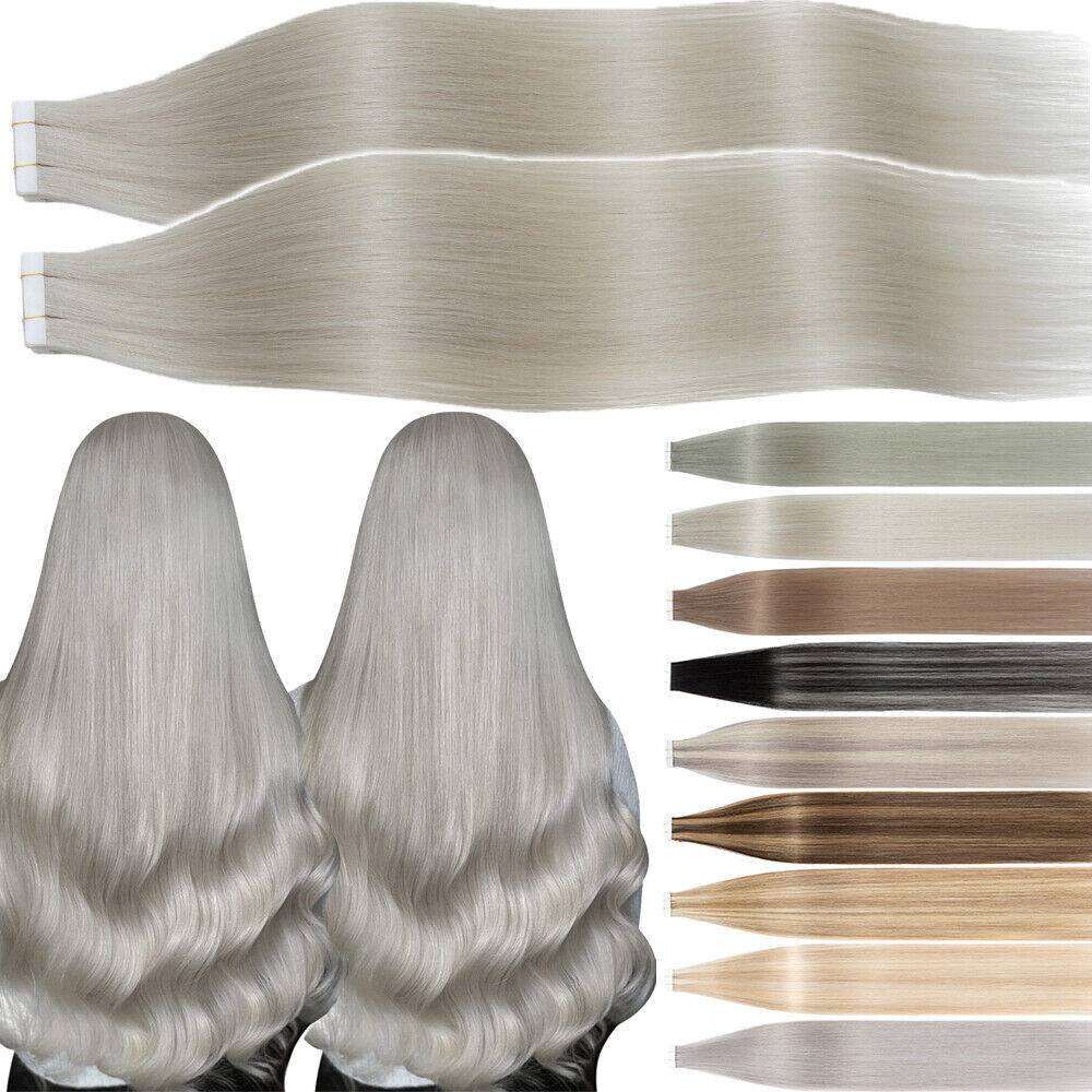 THICK Tape In 100% Remy Human Hair Extensions Skin Weft FULL HEAD 60PCS Straight