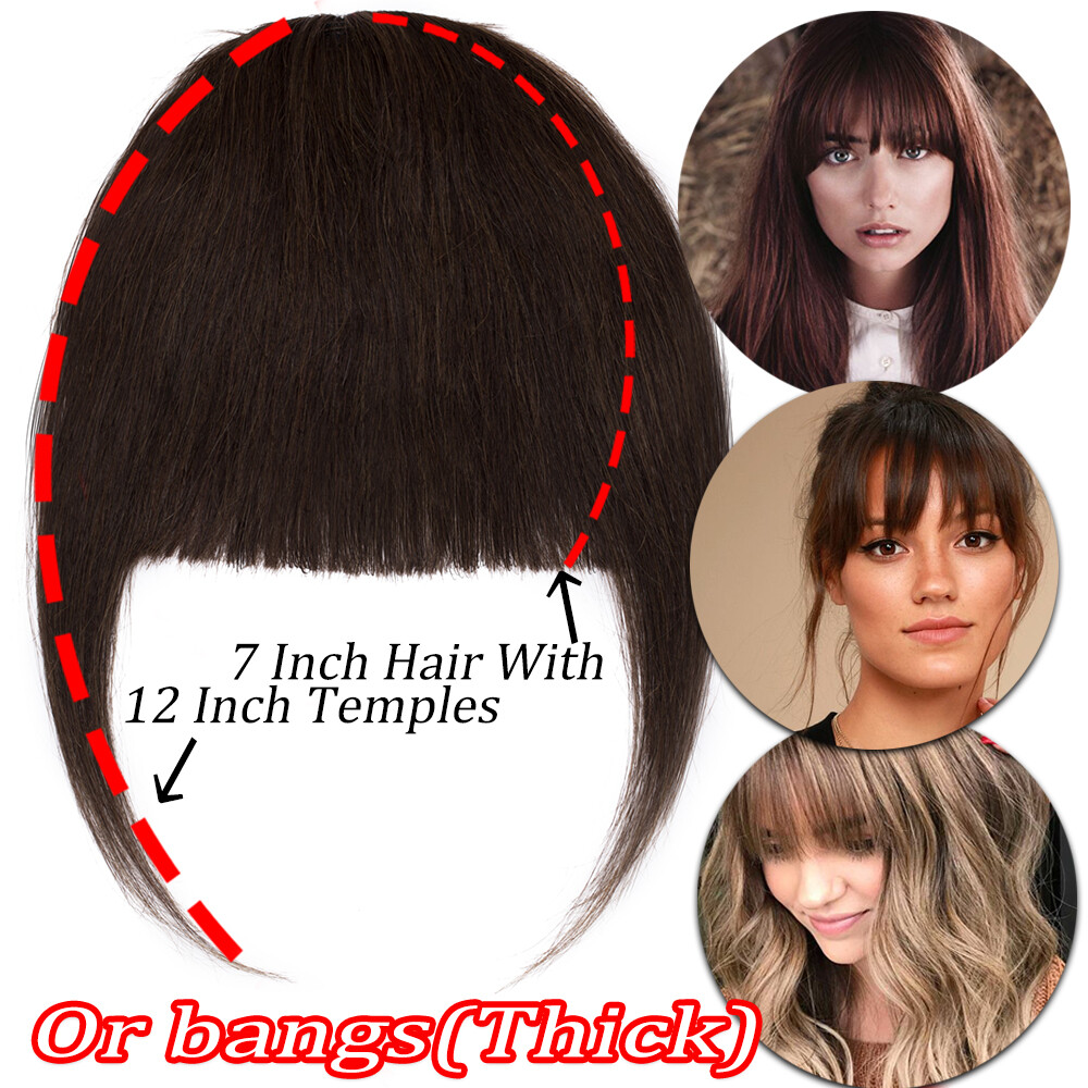 REMY Fringe Bangs Clip In 100% Human Hair Extensions Thin Wispy Front Hairpieces