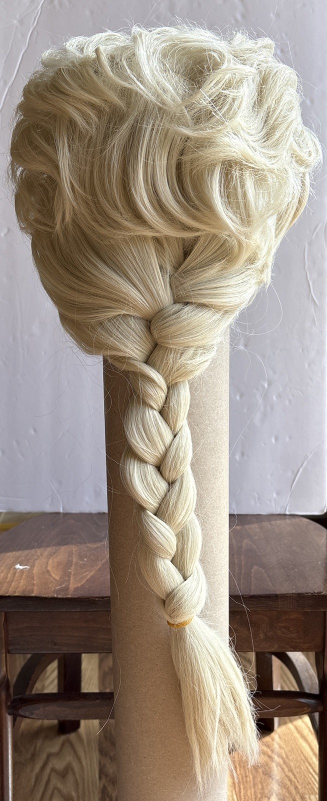 Princess Costume Wig with Hairclips Queen Long Light Blonde Braided Wigs