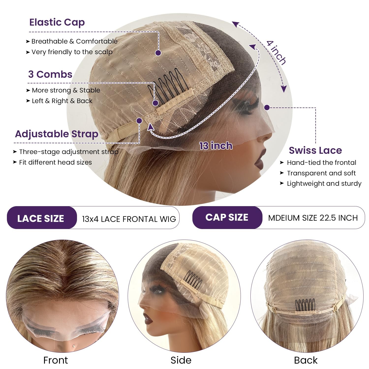 Ubetta Blonde Highlights Wig Human Hair 13X4 Lace Front Wigs Human Hair Pre