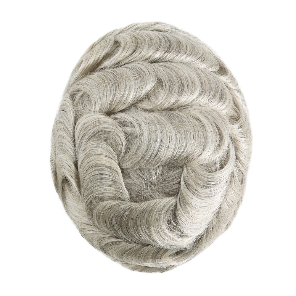 Mens Human Hair Replacement System Full French Lace Toupee Hairpiece #580