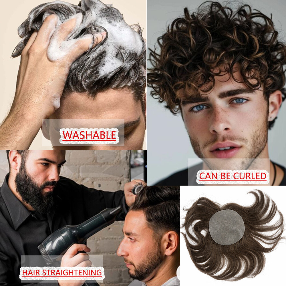 Full PU Bald Spot Remy Human Hair Cover-up Hair Patches Head Top Replacement 8*8