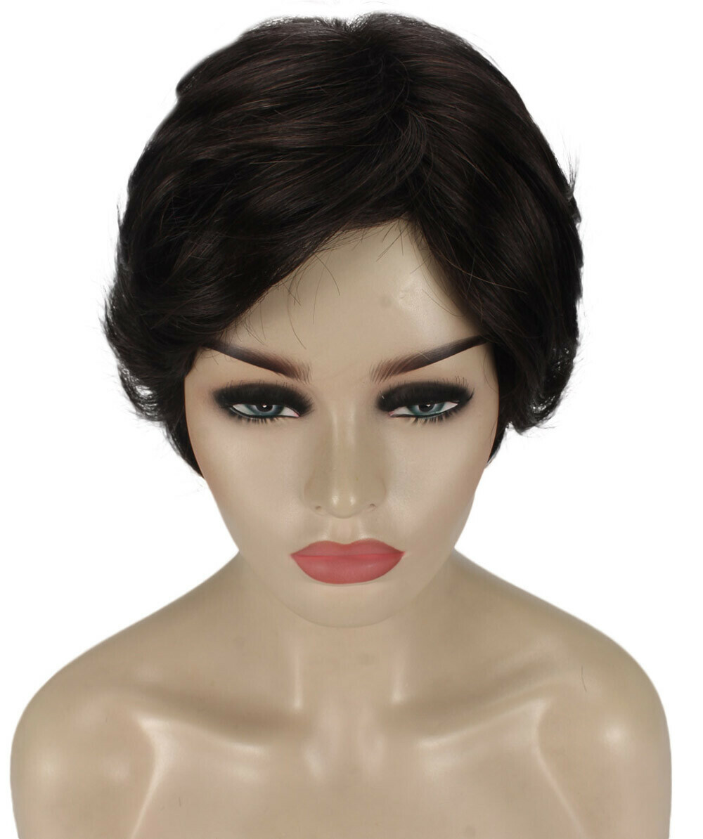 Lana – Straight Kanekalon Synthetic Fiber Full Wig, 3.25 – 6.5 in, Dark Brown