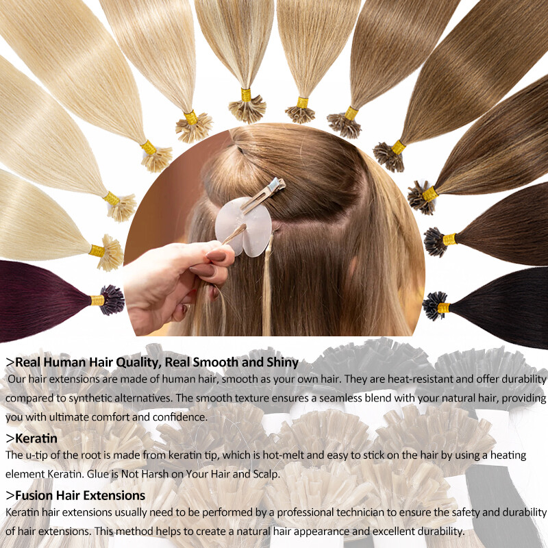 CLEARANCE Nail U Tip Human REAL Remy Hair Extensions Pre Bonded Keratin 1G 0.5G