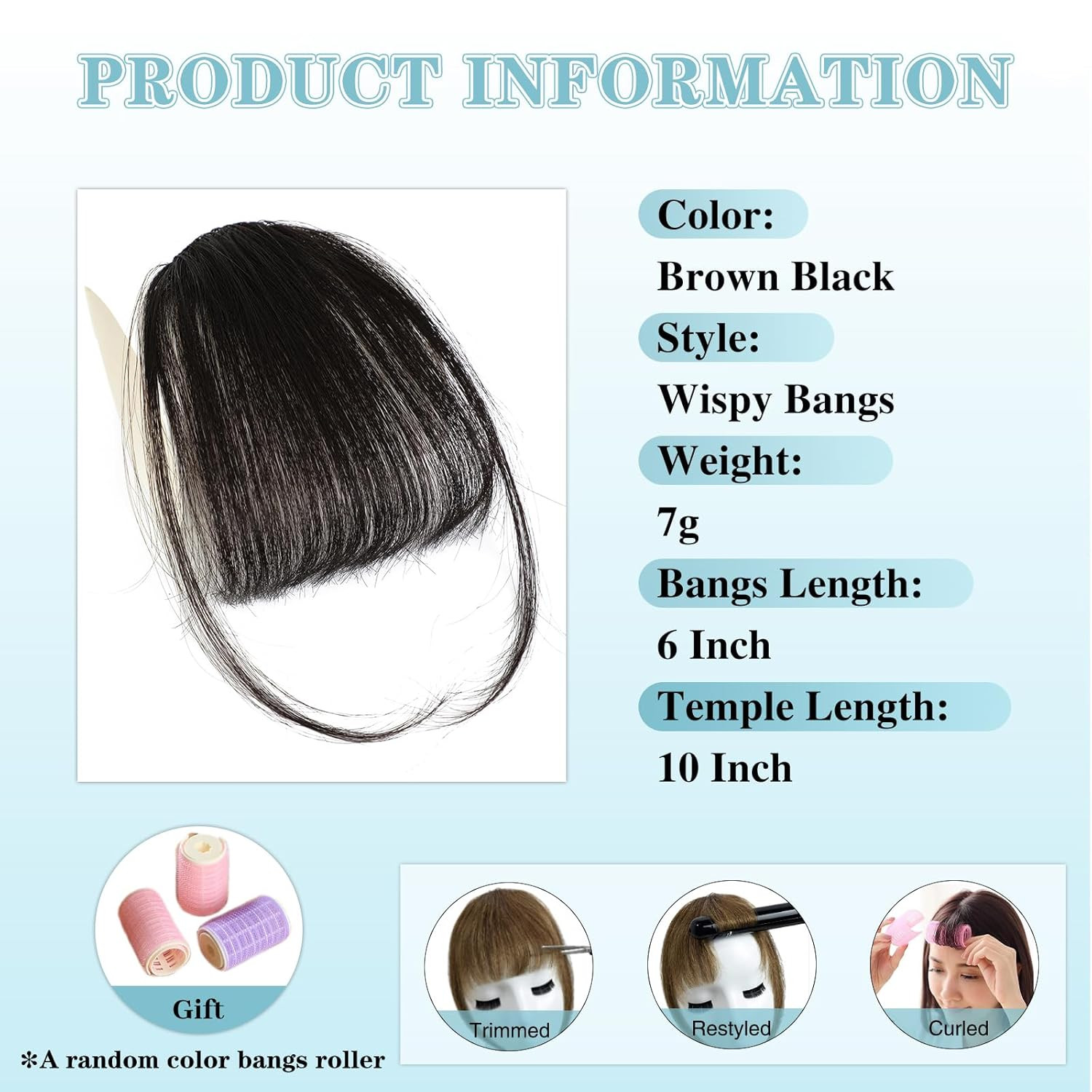 NAYOO Clip in Bangs – 100% Human Hair Wispy Bangs Clip in Hair Extensions, Brown