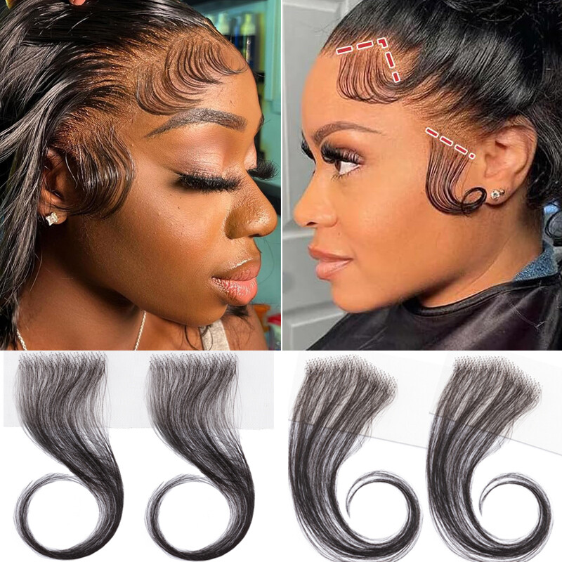 Swiss Lace Edges Baby Hair Stripes Pieces 100% Virgin Human Hair Extensions 2PCS