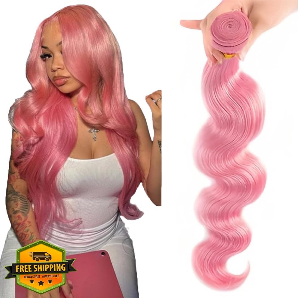 FuivJuix 18 Inch #PINK Pure Pink Body Wave Bundles