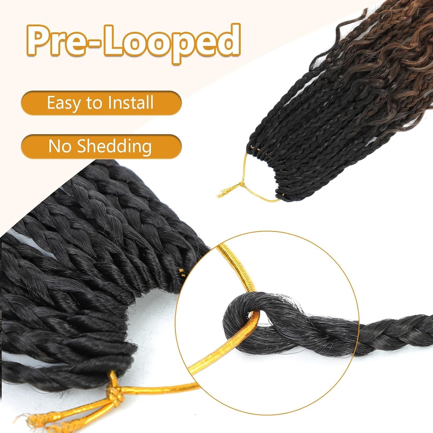 14-Inch Boho Crochet Box Braids – 8 Packs Tangle Free Hair Extensions, 1B/30/27