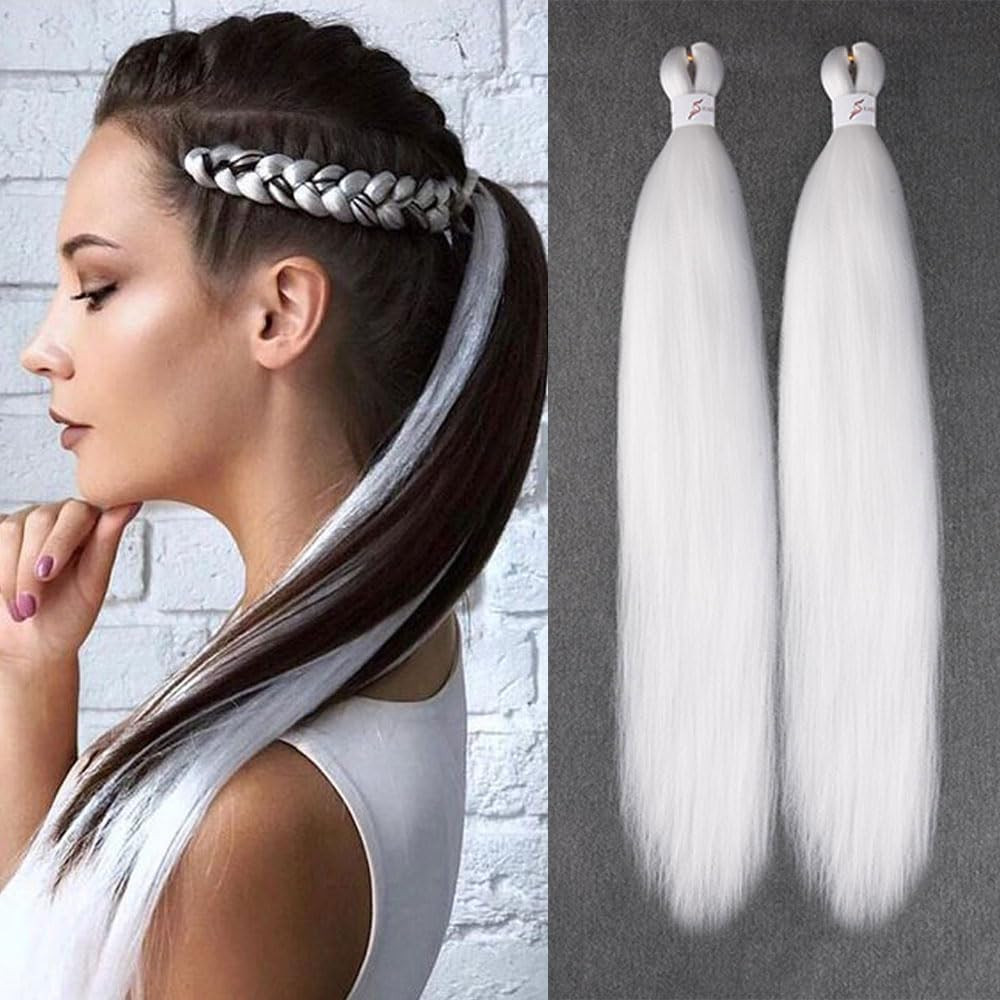 Purple Braiding Hair 24Inch 3 Packs Braiding Hair Pre Stretched Colored Hair Ext