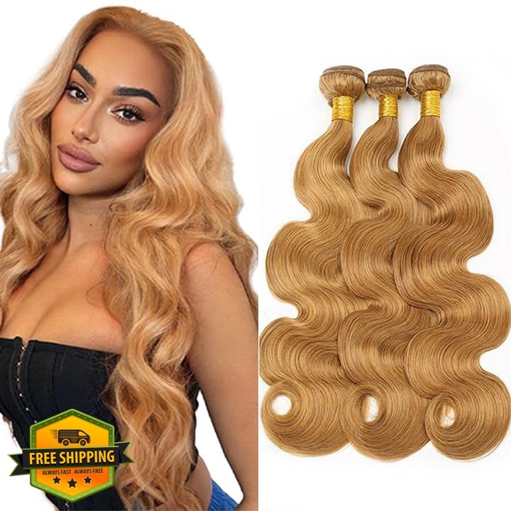 Shoaiye Honey Blonde #27 Body Wave 24 26 28 Inch Bundles
