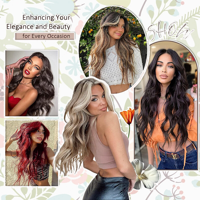 V Shape 5Clips Hairpiece One Piece Extra Thick Clip in Hair Extensions Full Head