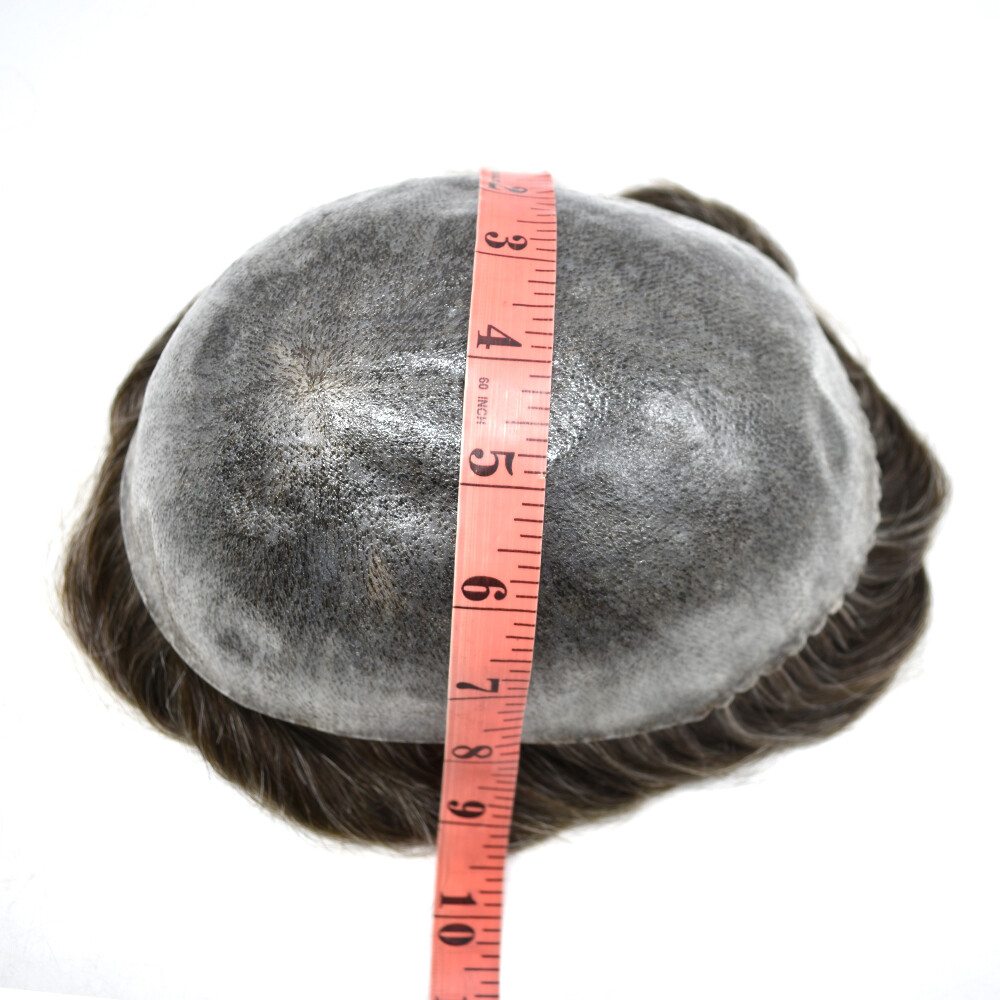 Mens Toupee Full Poly Skin Hairpiece Injected PU Human Hair Replacement Systems