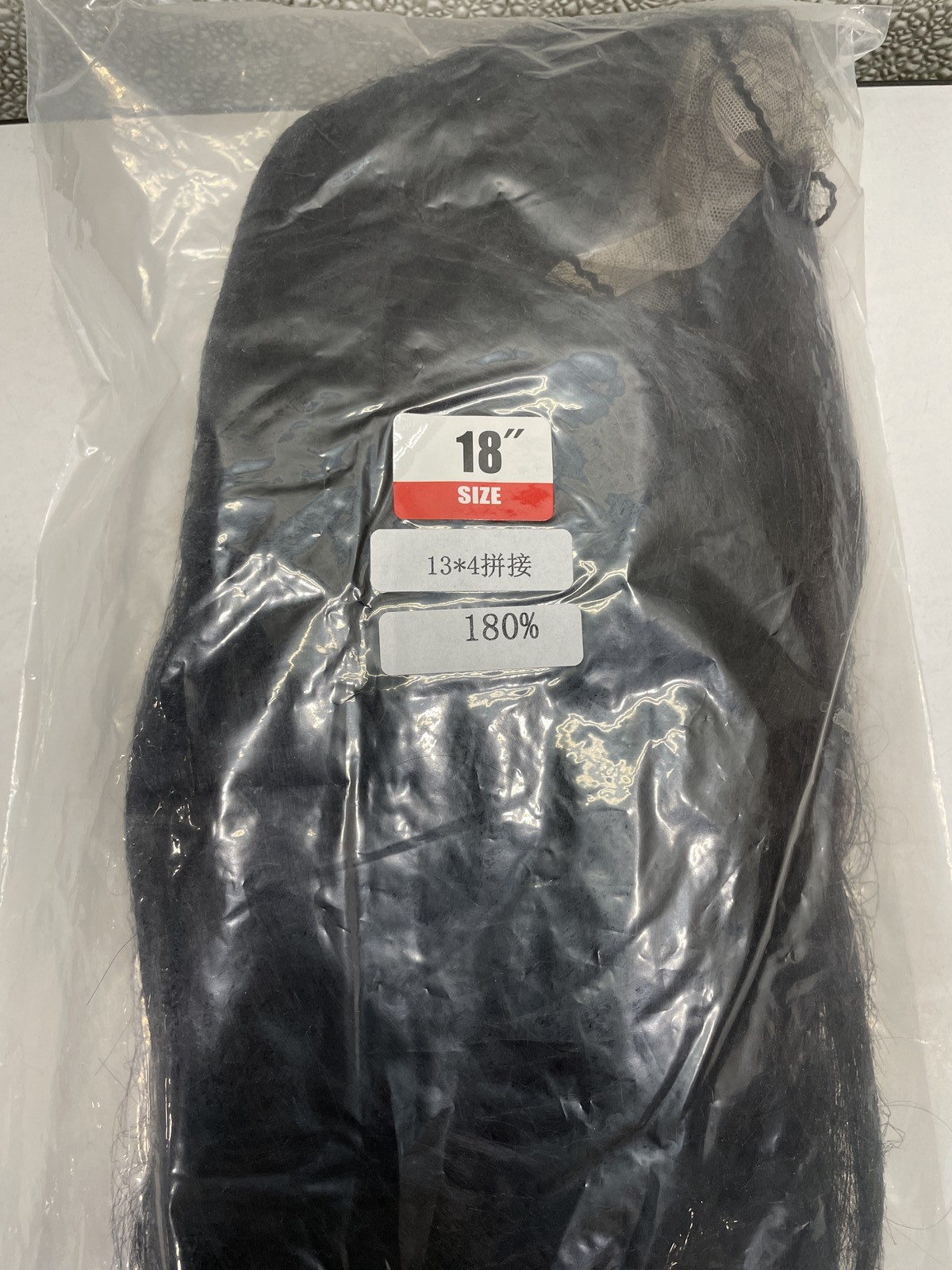 Natural Black Straight Human Hair Blend 13X4 Lace Front 180% Density Wig, 18″