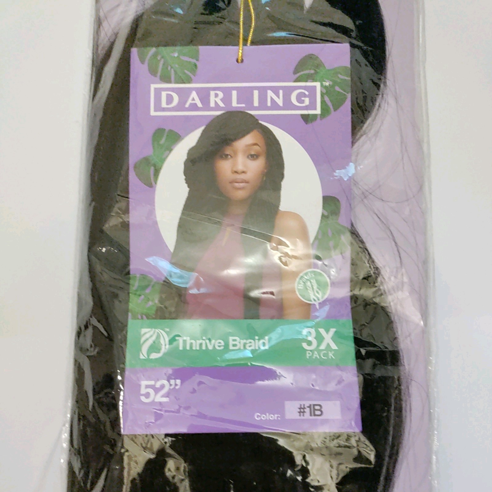 Darling Thrive Pre-Stretched Braiding Hair 52” 1B Off Black Kanekalon 3 BundlePk