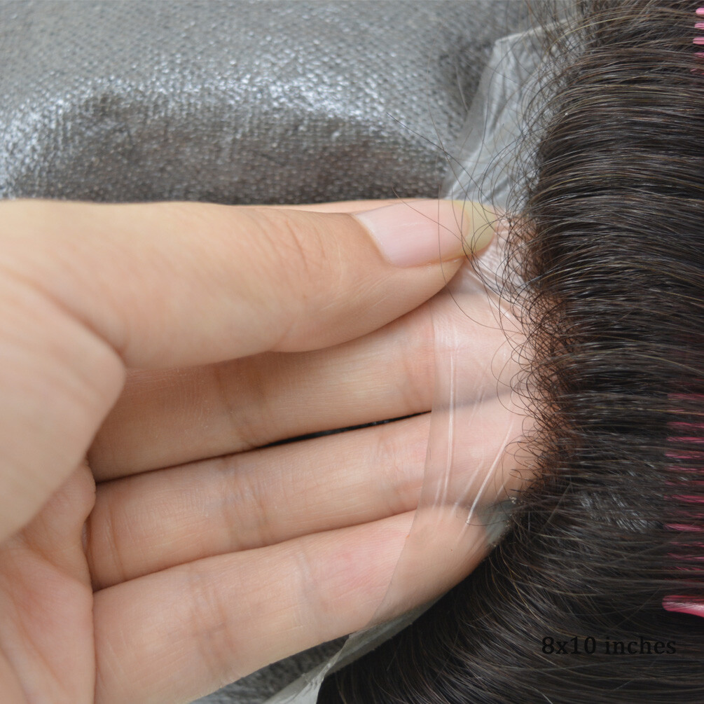 0.04MM Poly Thin Skin Hairpiece Men’s Super Thin Skin Toupee Hair System for Men