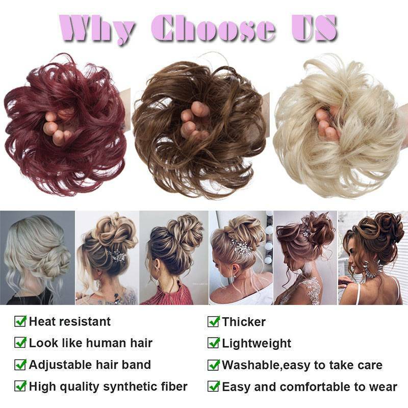 Natural Small Hair Scrunchie Wrap Hairpiece Curly Messy Bun Updo Hair Extensions