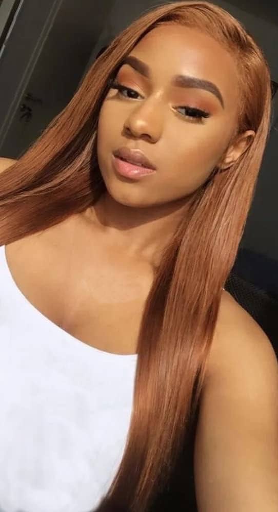 Bobbi Boss 14” Soft Silky Straight Color 30 Auburn 100% Human Hair Weaving
