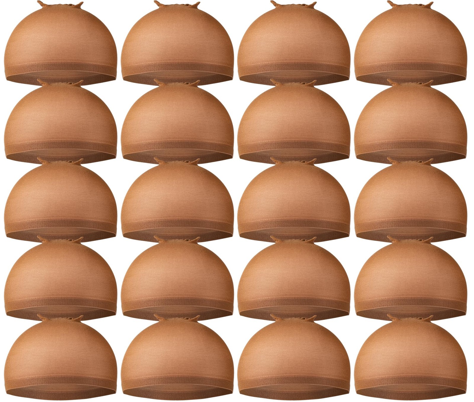Teenitor Wig Caps, 20 Pack Stretchy Nylon Skin 8.5 Inch x 0.7 Inch, Brown