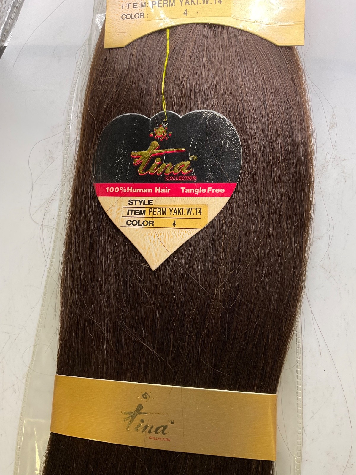 Tina Collection 100% Human Hair Perm Yaki Weave Length: 14″ Color: 4