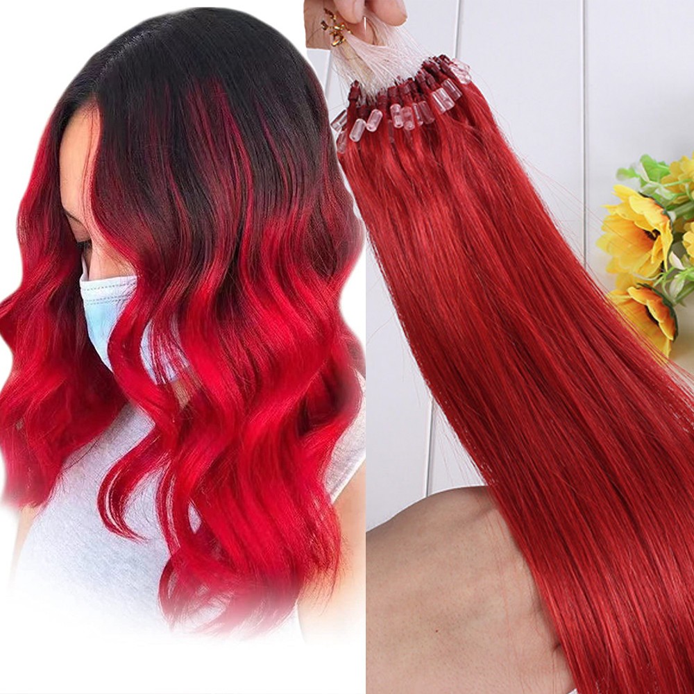 Micro Loop Bead Tip Hair Extensions Microlink Real Russian Human Hair Natural US