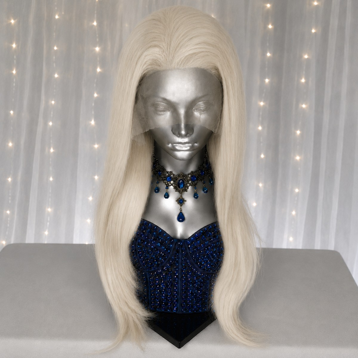 Long Straight Heat Resistant Hair Bleach blonde HD Lace Front Wig