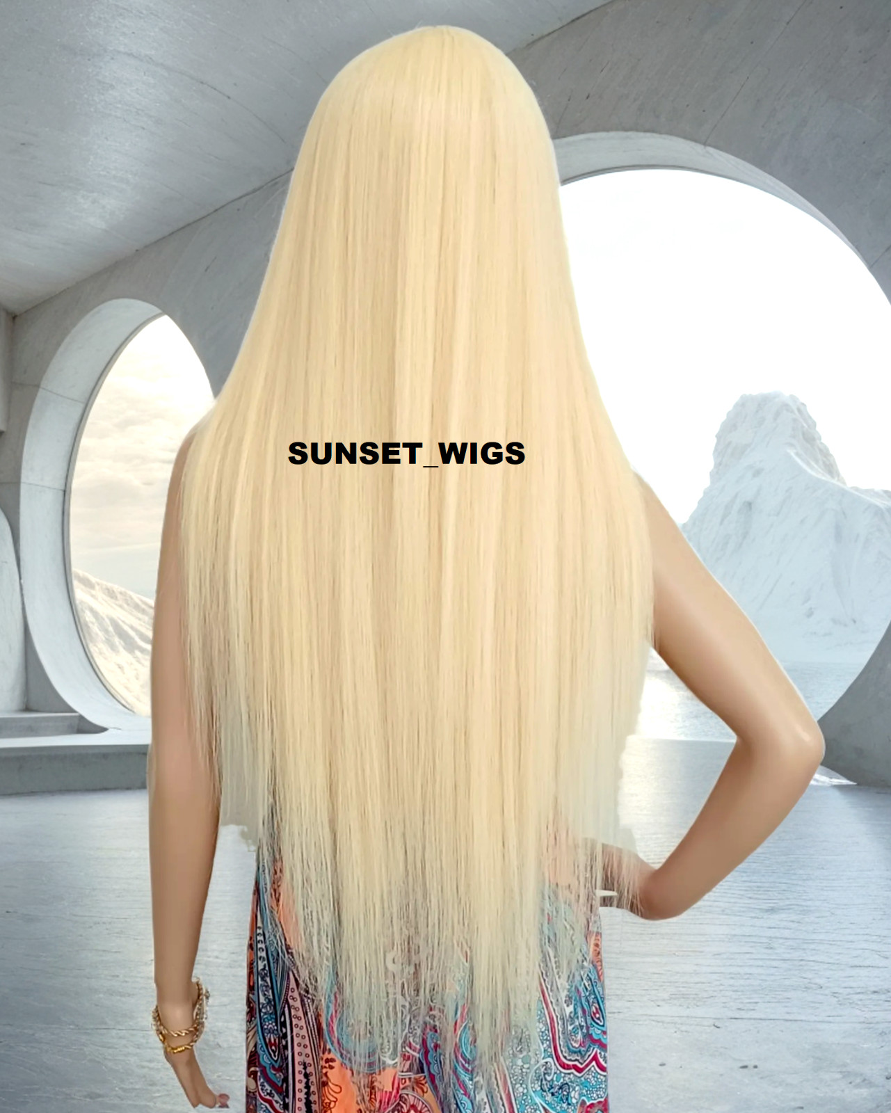 40″ FULL WIG EXTRA LONG STRAIGHT LAYERED WITH BLEACH BLONDE HEAT OK NWT
