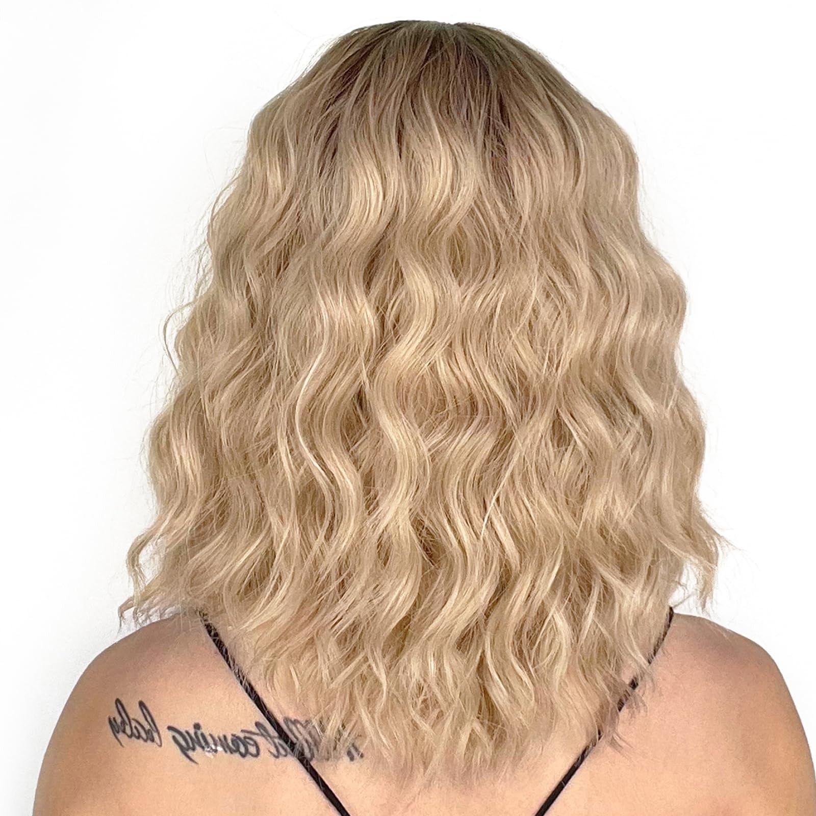 Blonde Wig with Bangs Synthetic Short Blonde Wigs for Women Dirty Blonde Wavy…