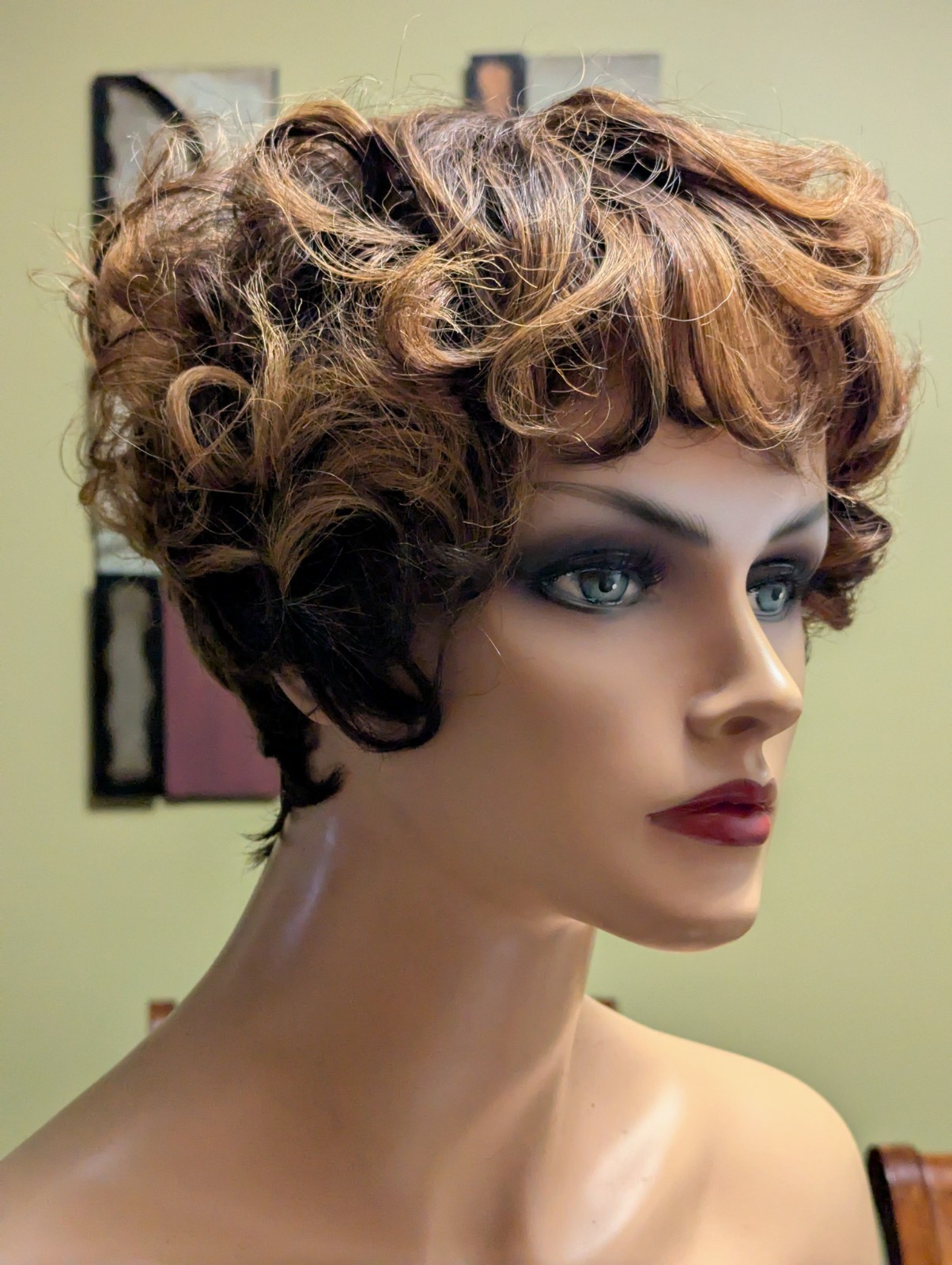 Remy Bang Bob Cut Custom Color Light Chestnut Brown Tipped Golden Blonde Wig