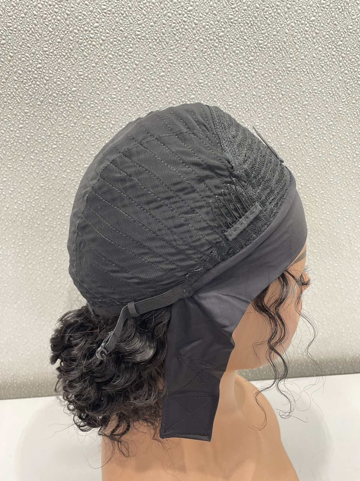 Wenyan Natural Black Deep Wave Human Hair Headband Glueless Wig, 12″