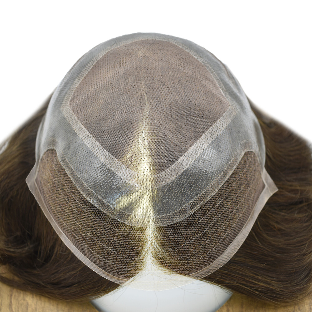 French Lace Front Mens Toupee Hairpiece Monofilament Hair System Replacement Wig