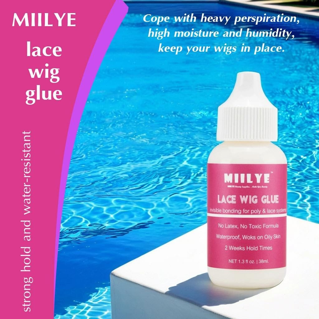 MIILYE Strong Hold Lace Wig Glue Kit Invisible, Water/Sweat Proof + Remover