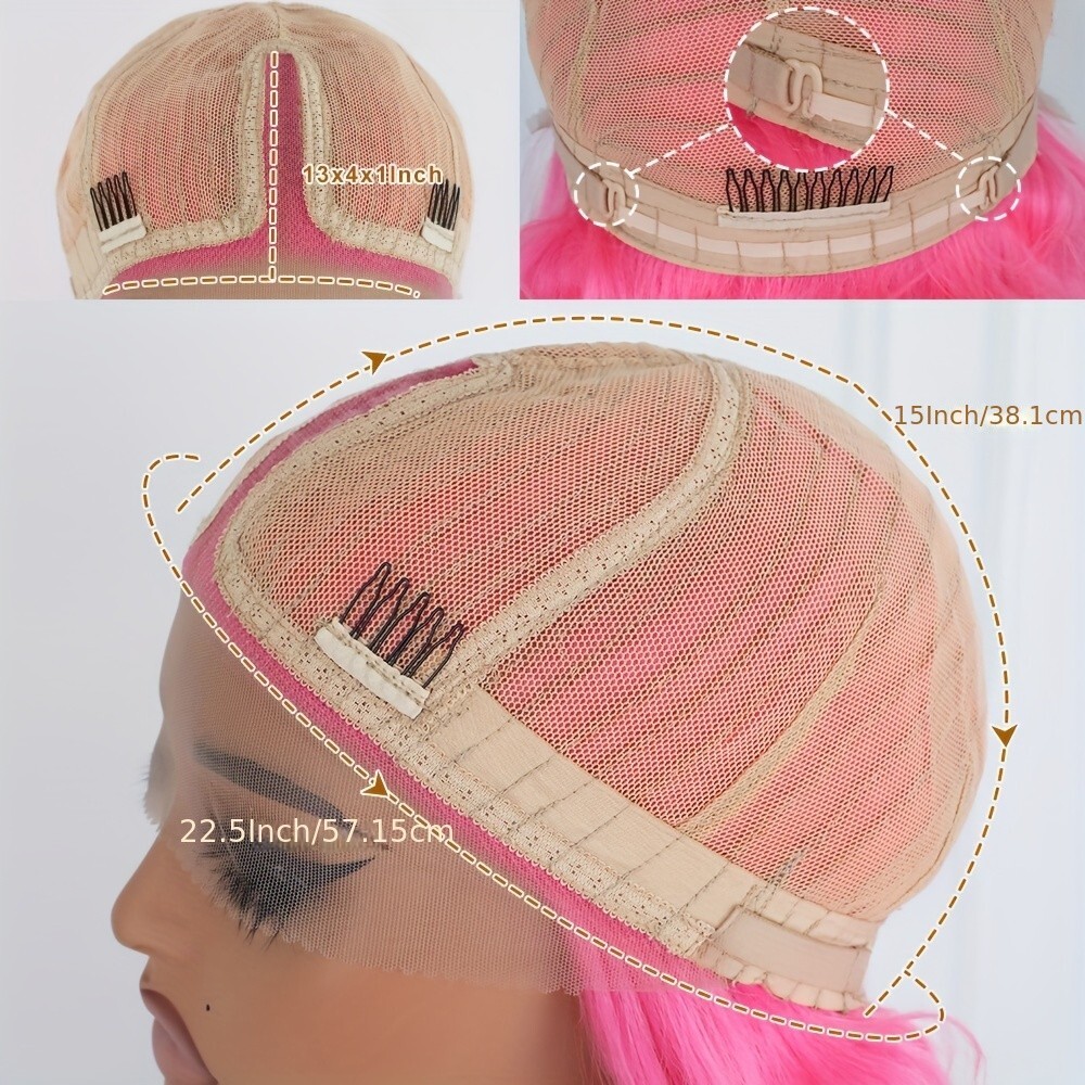 Long Kinky Curly Pink Color Synthetic Lace Front Wigs Women Party Heat Resistant