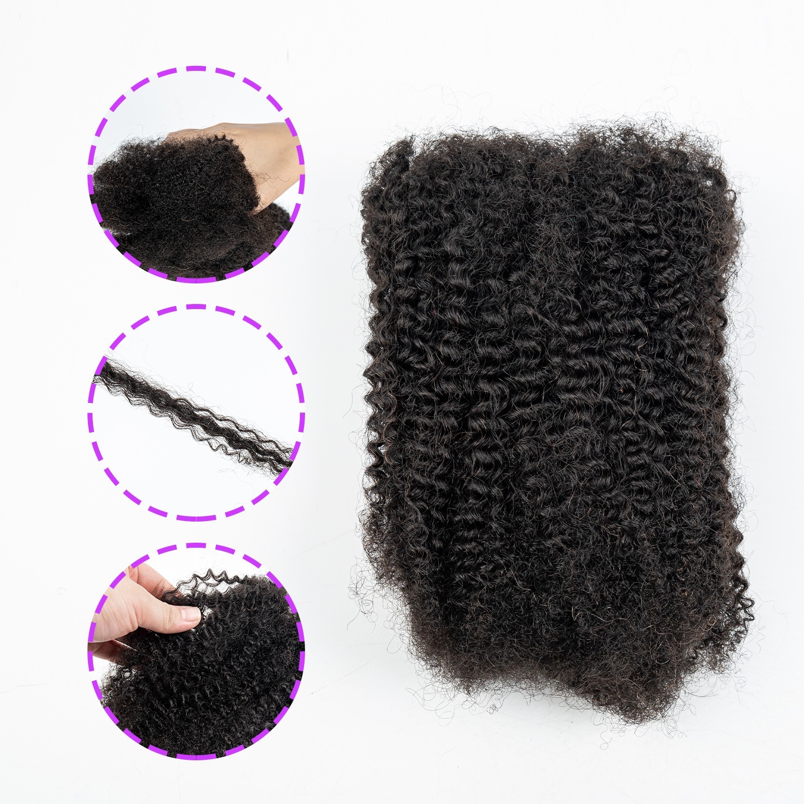 10-18In 30 or 50g/ Parck Natural 4C Afro Kinky Curly Bulk Human Hair Extension