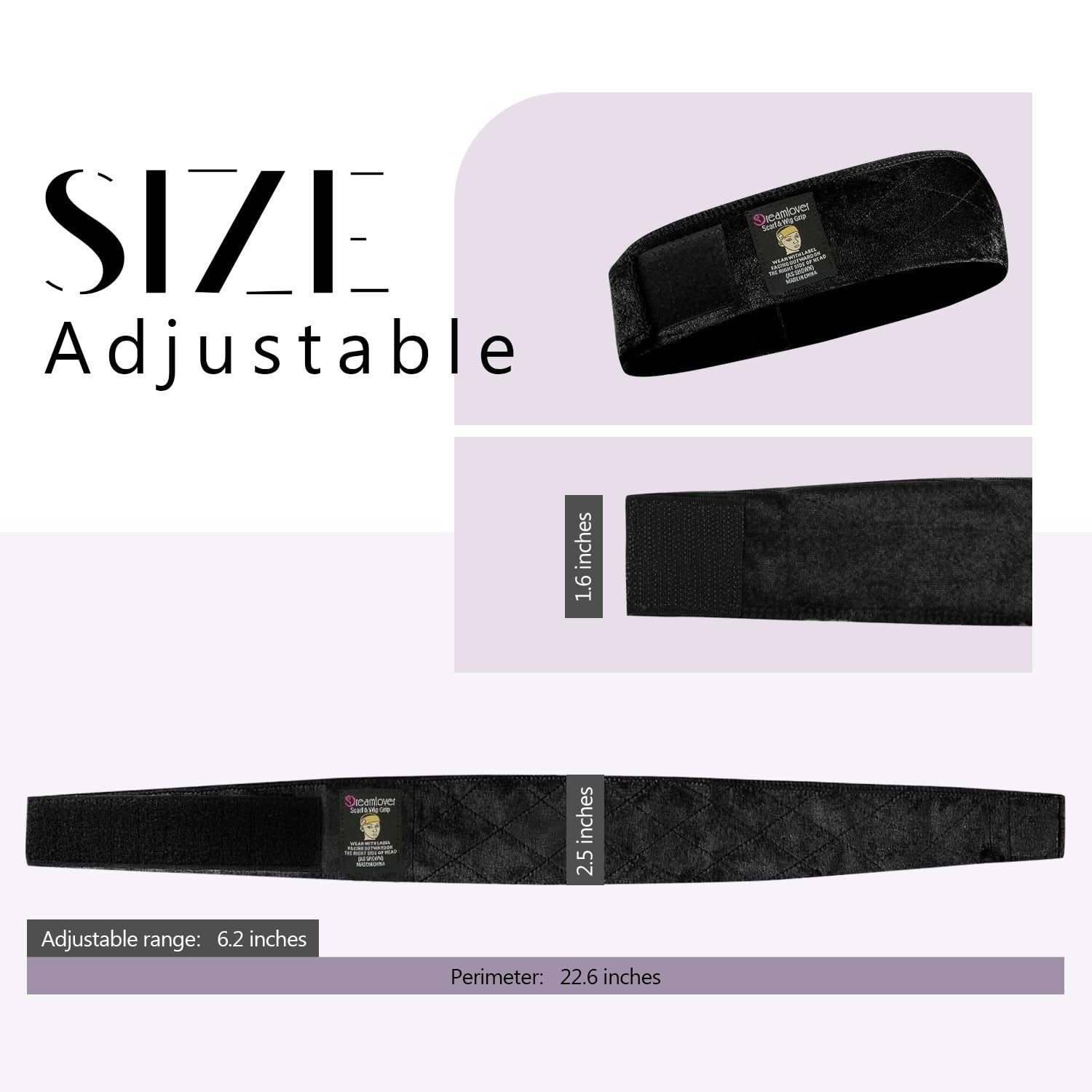Wig Grip Band, Headband for Keeping Wigs in Place, Black, 2 Pieces