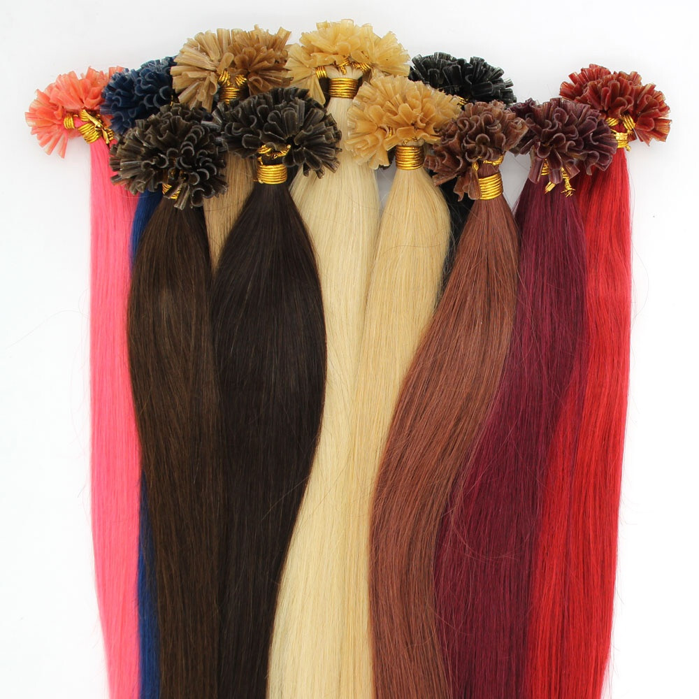 Pre Bonded Keratin Nail U Tip Remy Human Hair Extensions Double Drawn Thick 1g/s