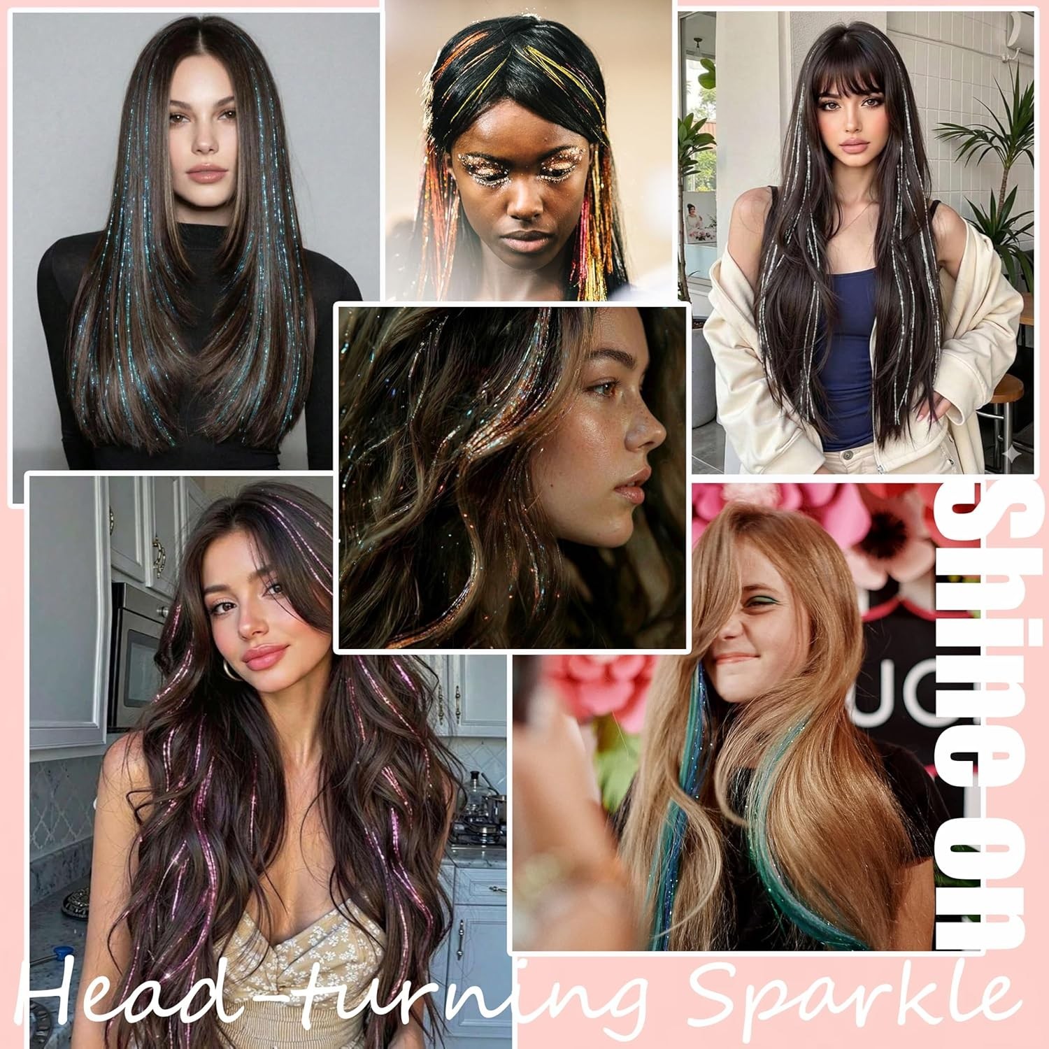 30-Color Hair Tinsel Kit with 48-Inch Sparkling Glitter Extensions for All Oc…