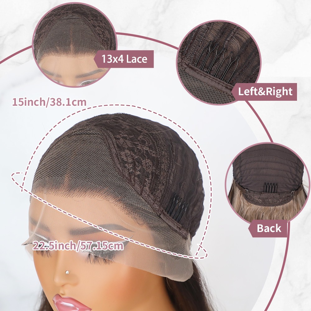 Natural Brown Blonde Mixed Color Lace Front Wigs Long Body Wave Hair Women Party