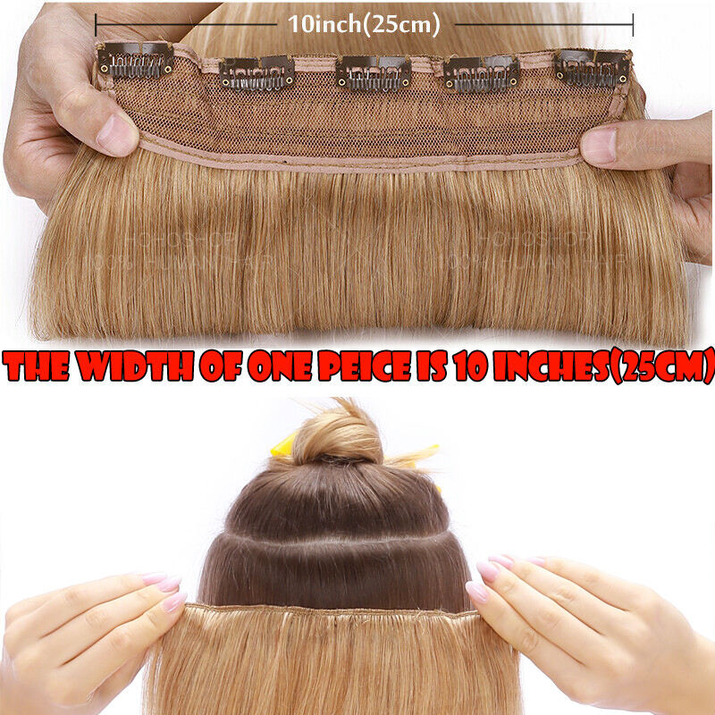 One Piece Clip In 100% Real Remy Human Hair Extensions Full Head Weft Long THICK