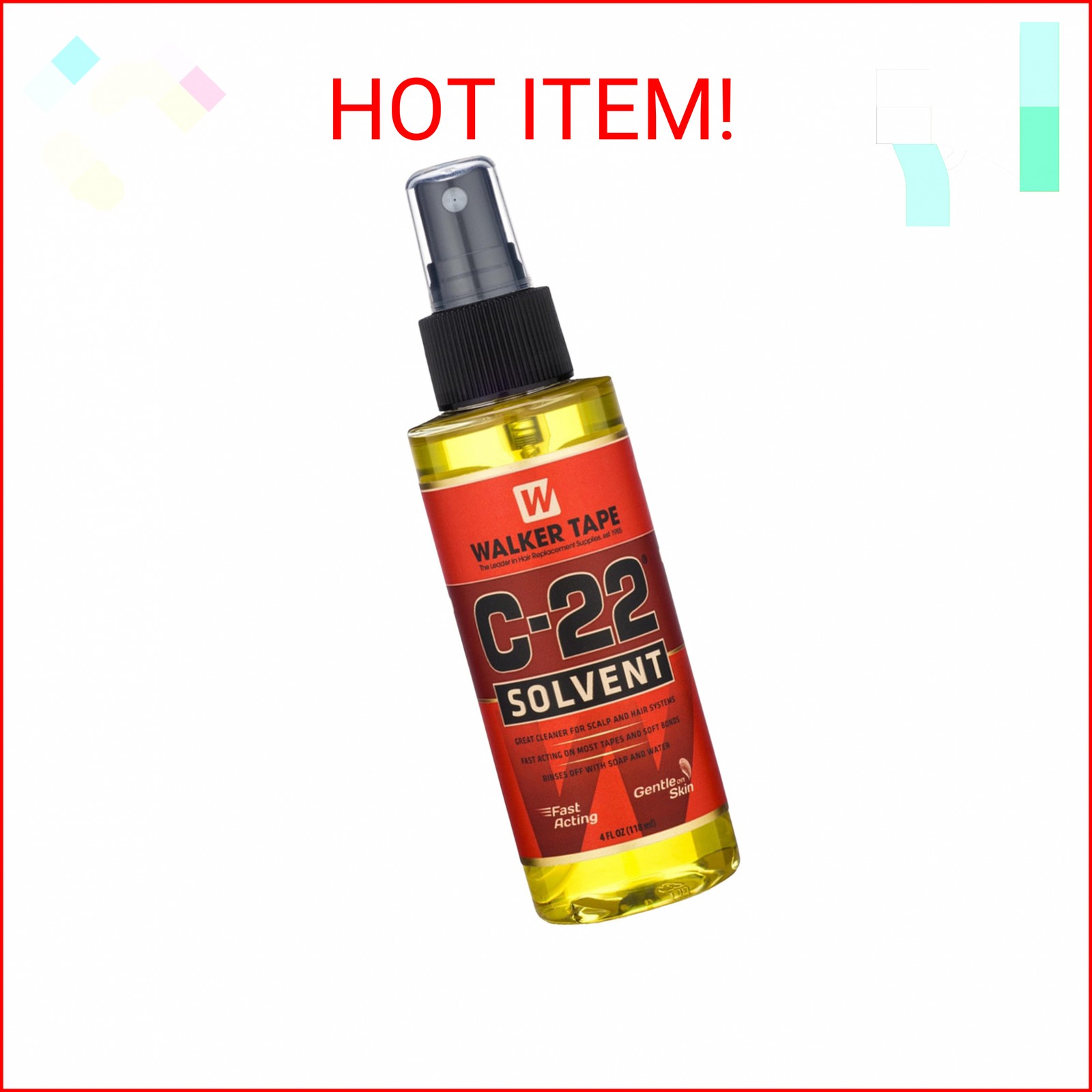 Walker Tape C-22 Solvent Spray 4 oz, Fast-Acting Adhesive Remover for Wig Tape,