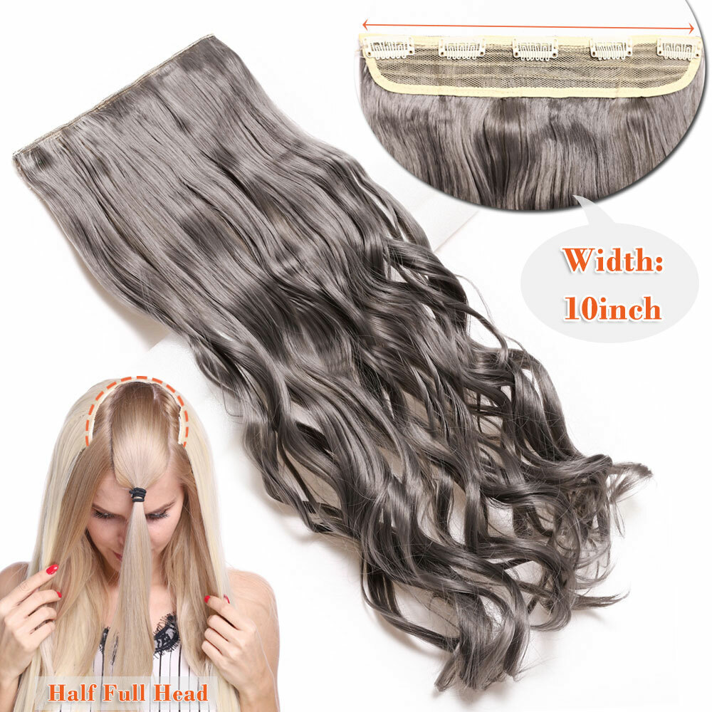 Real as Human Curly Straight Hairpiece 5Clips One Piece Clip in Hair Extensions
