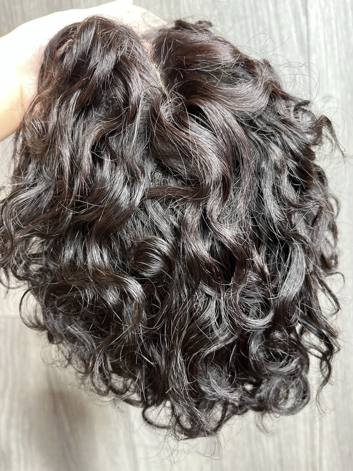 Curly Human Hair wig 10 Inches Dark Brown 1B With Lace And Baby Hair C22