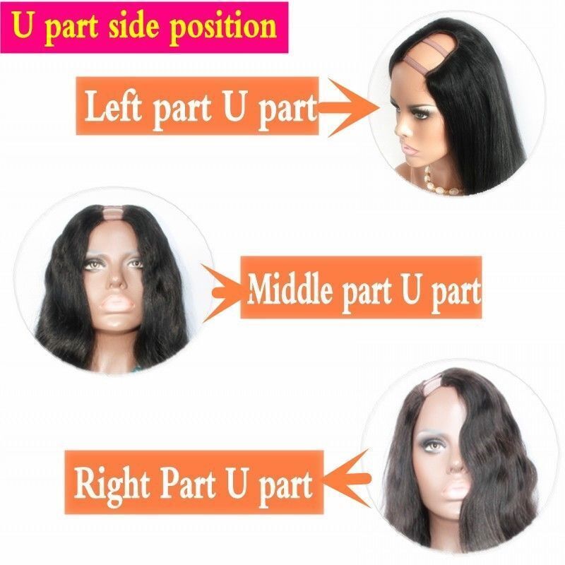 Light Yaki Straight Human Hair U Part Wig For Black Women Middle Part U Shape