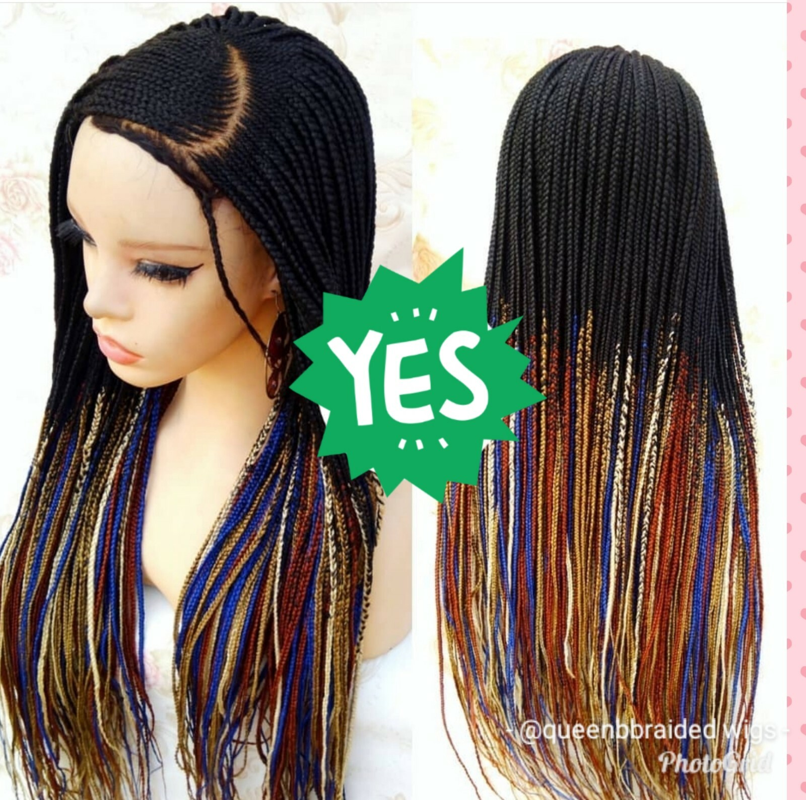 Braided wig:Handmade Braids Cornrows wig,PRE-ORDER ONLY.2-3WEEKS. Location USA