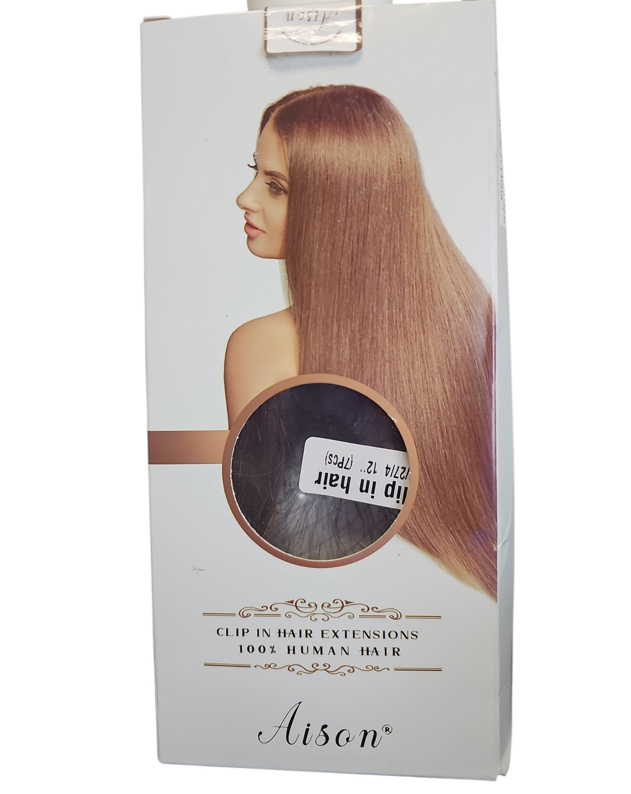 Aison Caramel Clip in Hair Extensions Real Human Hair 70G, 7 Piece, 12″