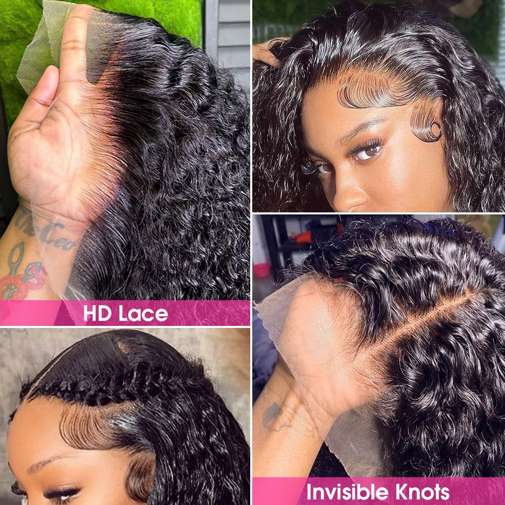 13×4 HD Transparent Lace Front Wigs Human Hair Pre plucked Bleached Knots wit…