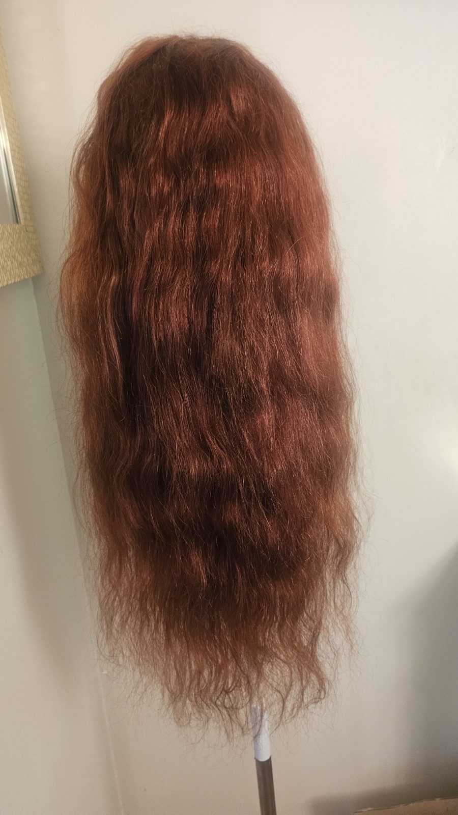 High-Quality Regular Top 26″ Orangish Wavy 150% Virgin Human Hair Lace Wig